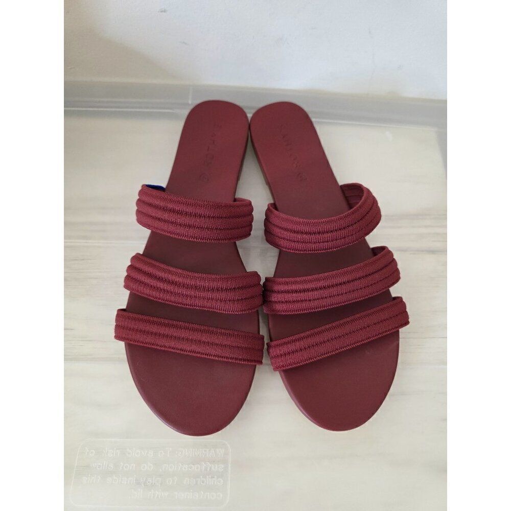 Rothy's Triple Strap Women's Sandals, Size 9.5 Burgundy, Strappy Slip Ons NWOB